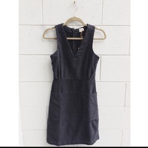 V-Neck Sleeveless Midi Dress with Front Pockets in Charcoal
